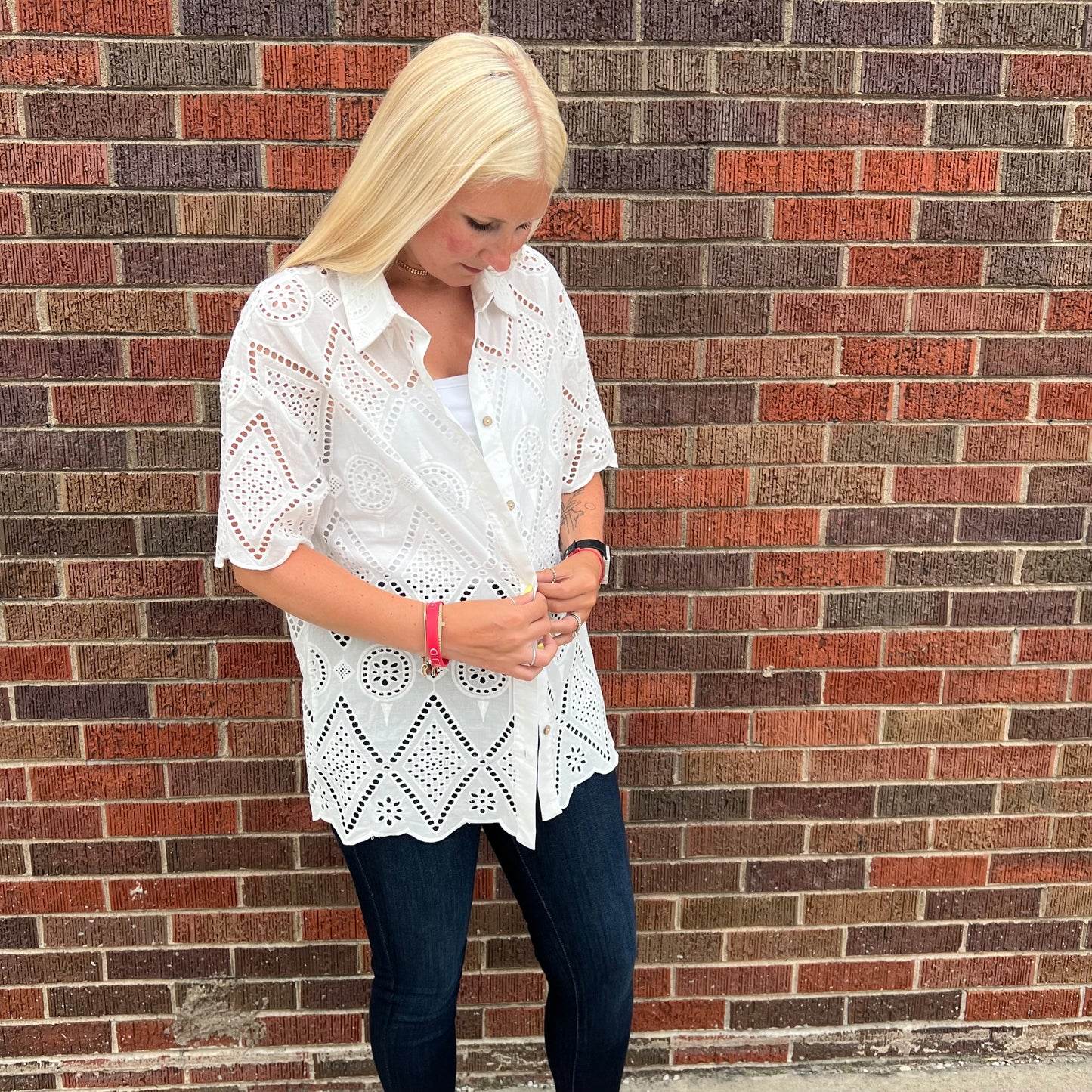 Button Down Lace Top