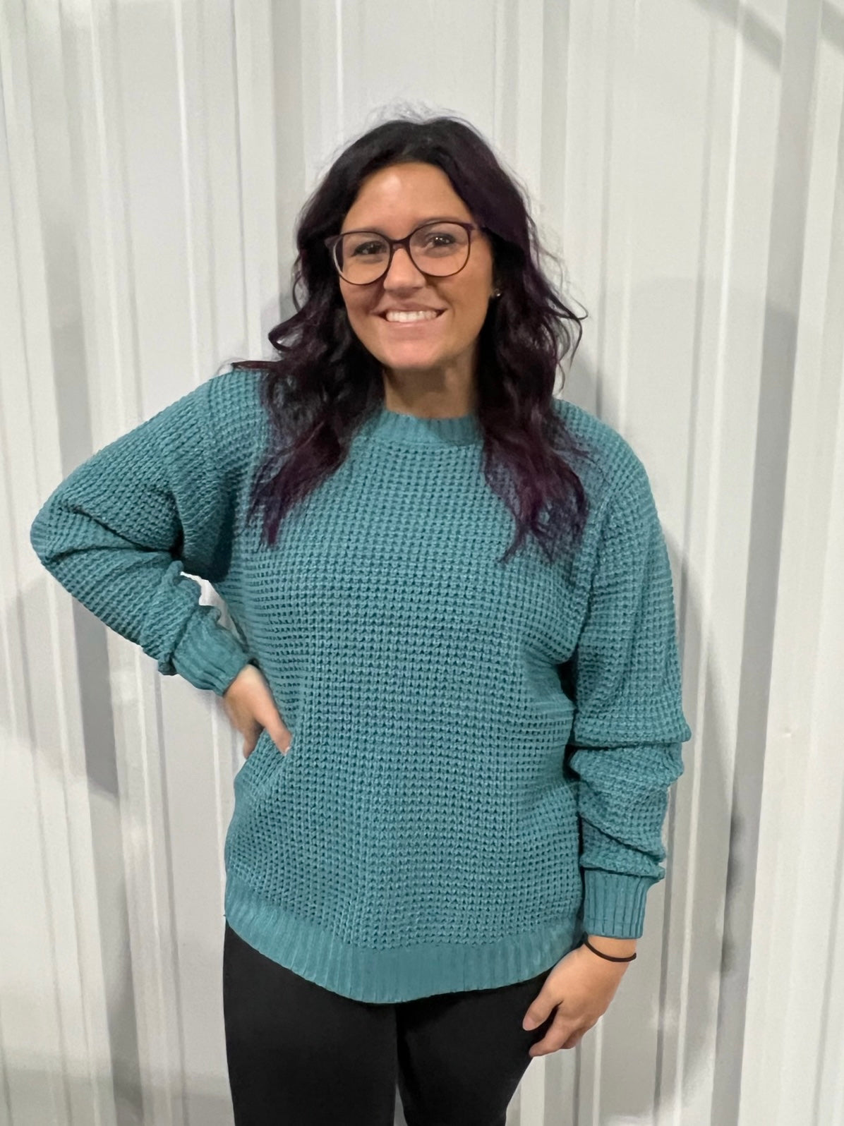 Curvy Dusty Teal Sweater